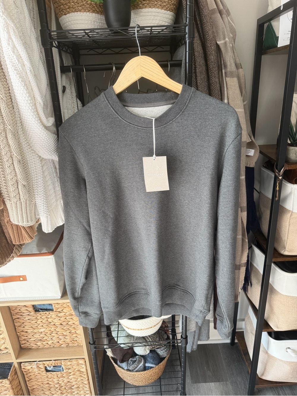 Everlane Men's Crewneck Sweatshirt - Charcoal Gray xs NWT